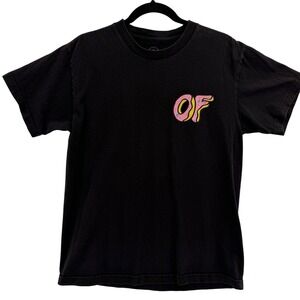 Odd Future Donut Logo Graphic T-Shirt Medium Black Pink Streetwear